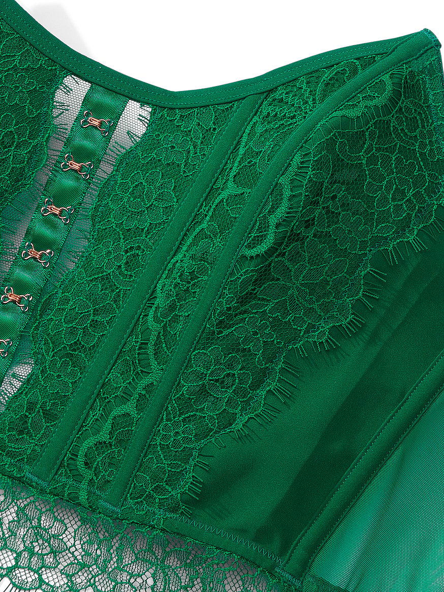 Victoria's Secret Front-Close Bralette Crochet Lace Olive Green Small NWT