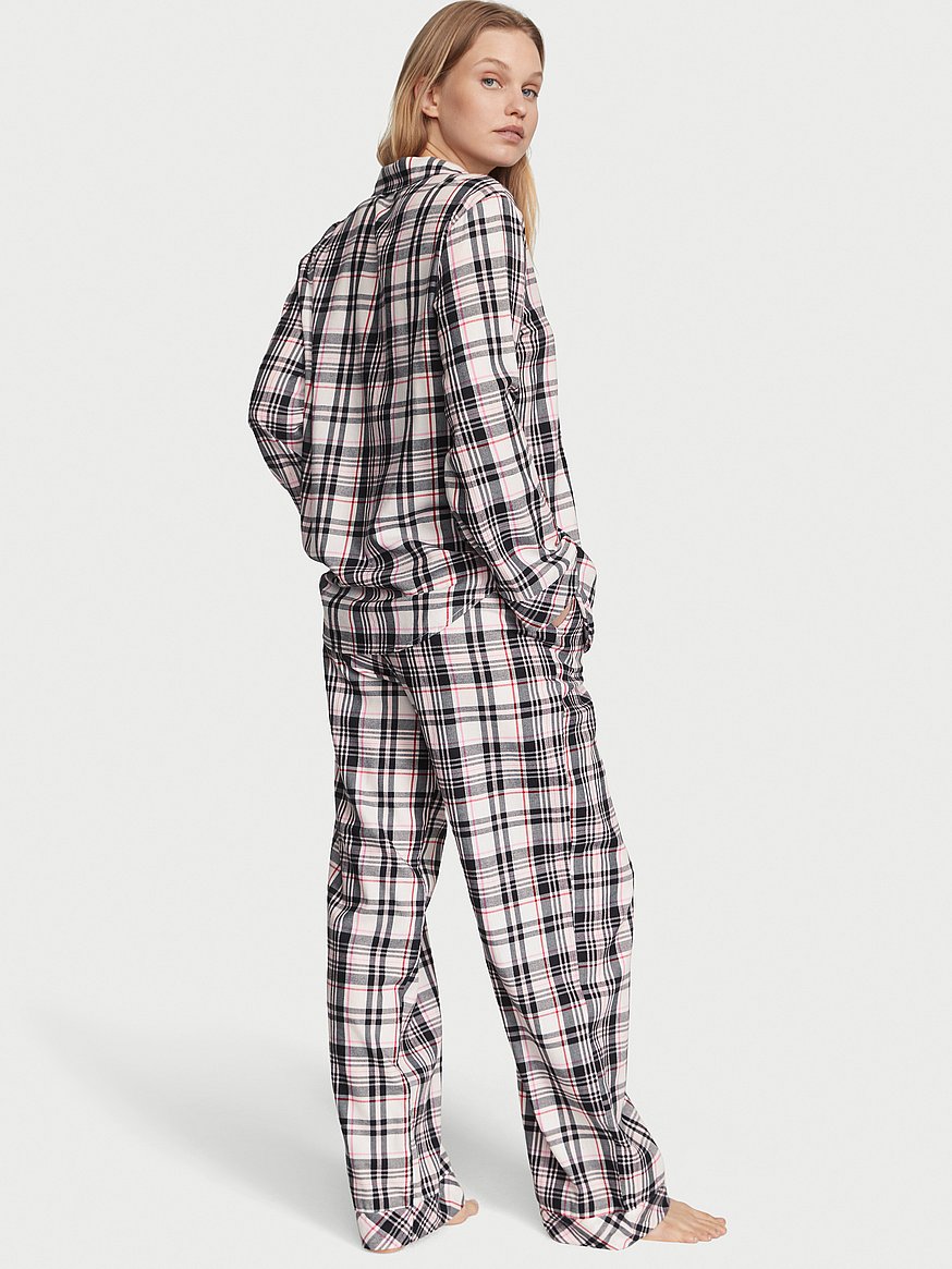 Simply Vera Pjswomen's Autumn Plaid Flannel Pajama Set - Cute Polka Dot  Polyester Sleepwear