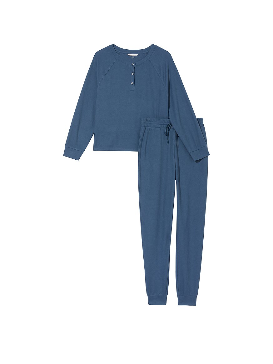 Buy Glow Waffle Henley Jogger Set - Order Pajamas Sets online