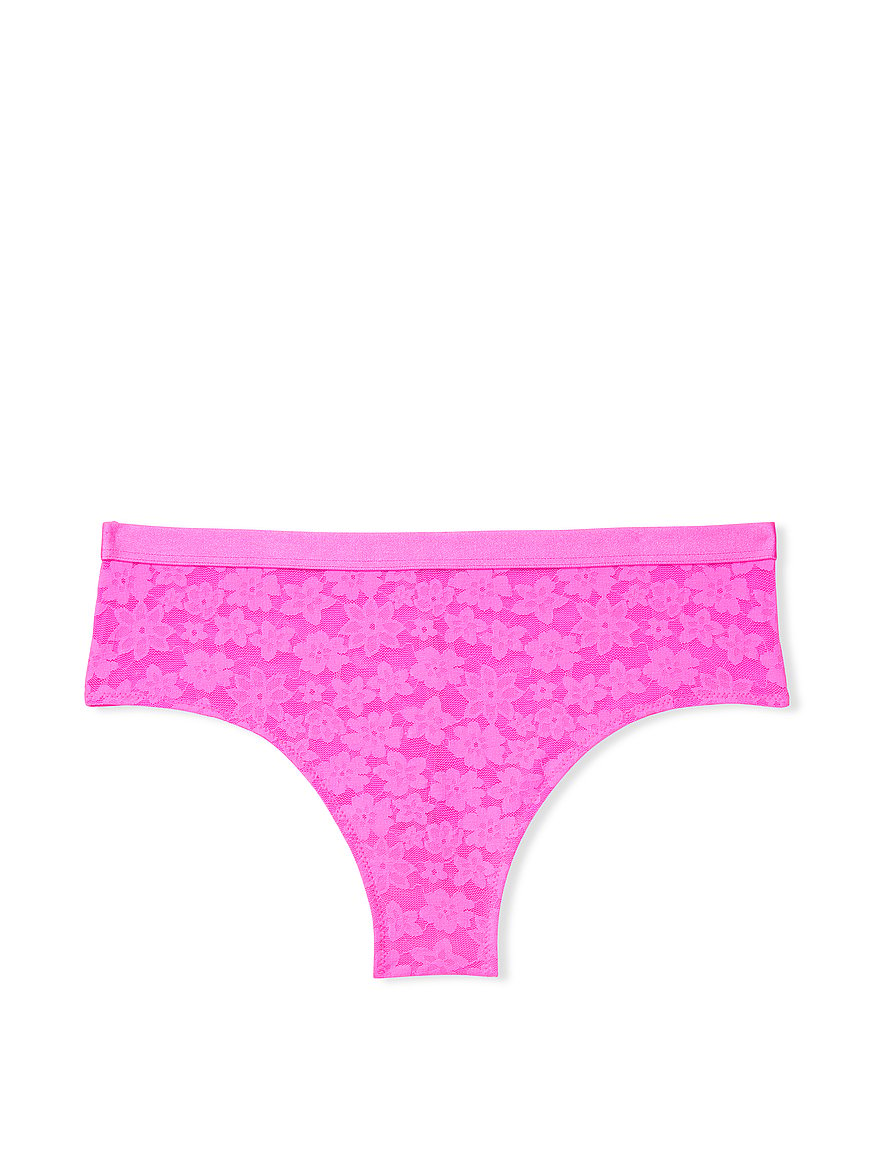 NEW! Victoria's Secret Pink Flamingo Blue Multi Lace Cheekster Panties Size  L