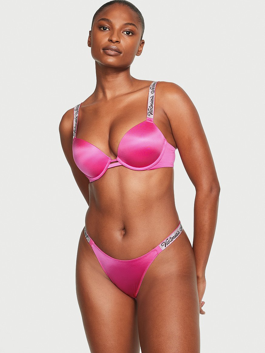 Buy Victoria's Secret Fuchsia Frenzy Pink Smooth Shine Strap Add 2 Cups Push  Up Bombshell Bra from Next Denmark