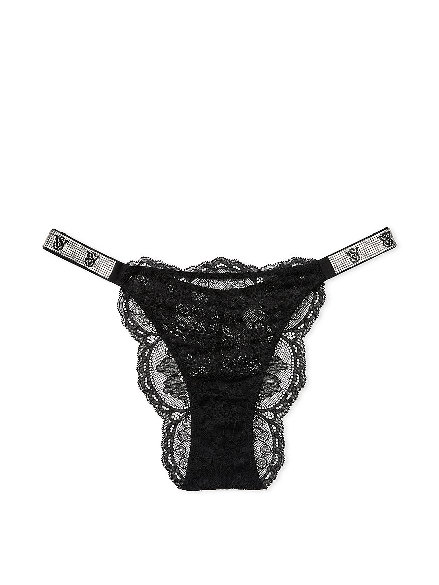 Buy Victoria's Secret Black Smooth Shine Strap G String Panty from