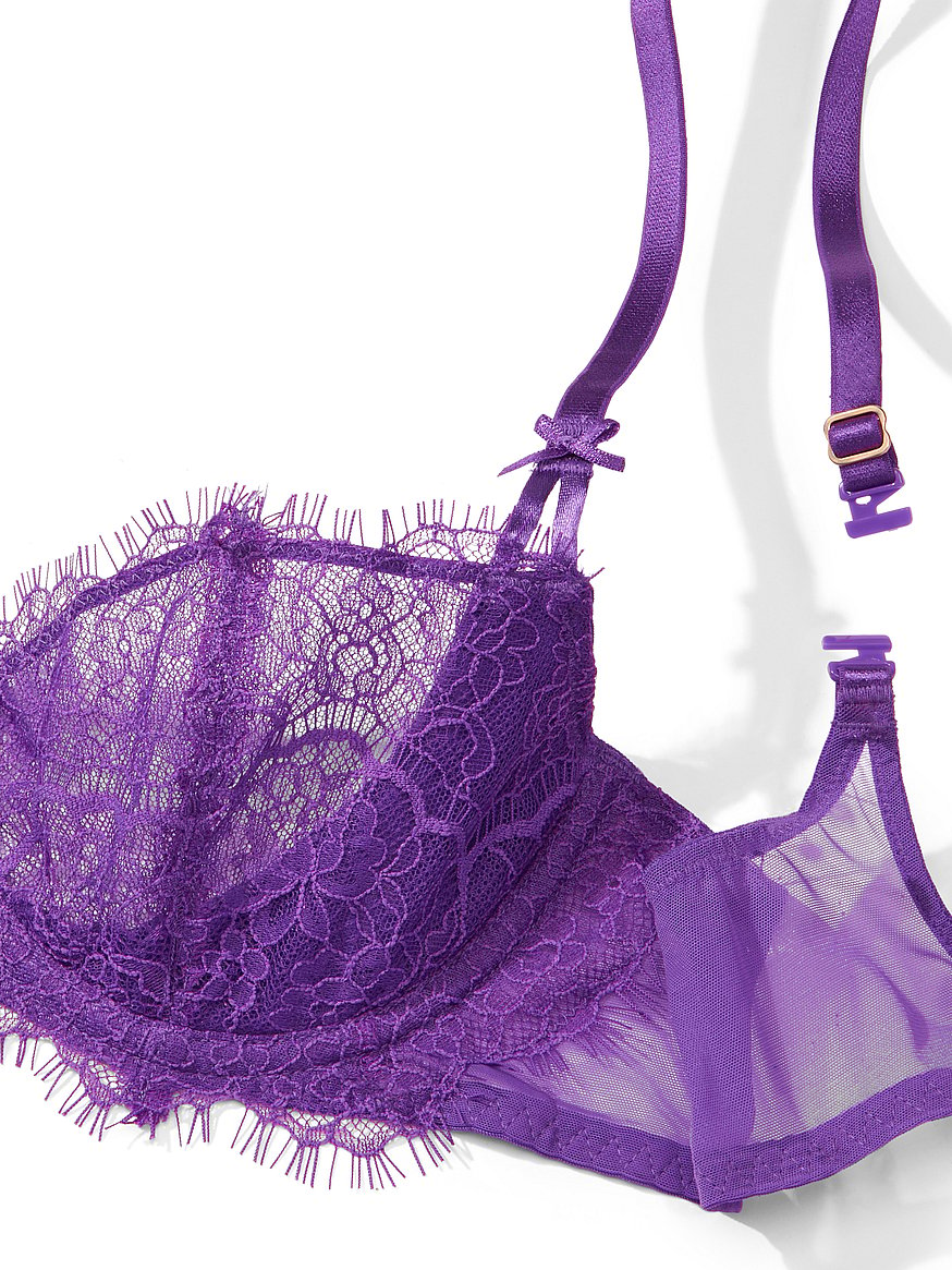 Victorias Secret Very Sexy Balconet Bra 38D Purple w/ Black Lace
