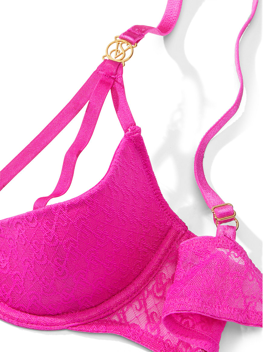 BNWT Gorgeous Victoria Secret Sexy Pink/Beige Padded Lingerie Set Bra 34C/S  