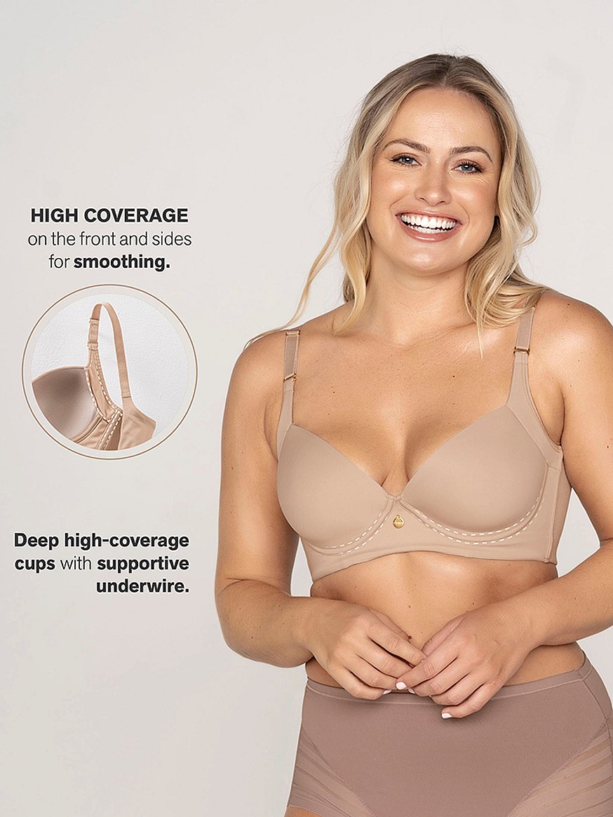 Womens Front Closure Bras Wide Straps Full Coverage Plus Size Lingerie Back  Smoothing Push Up Camisole Bra Beige at  Women's Clothing store