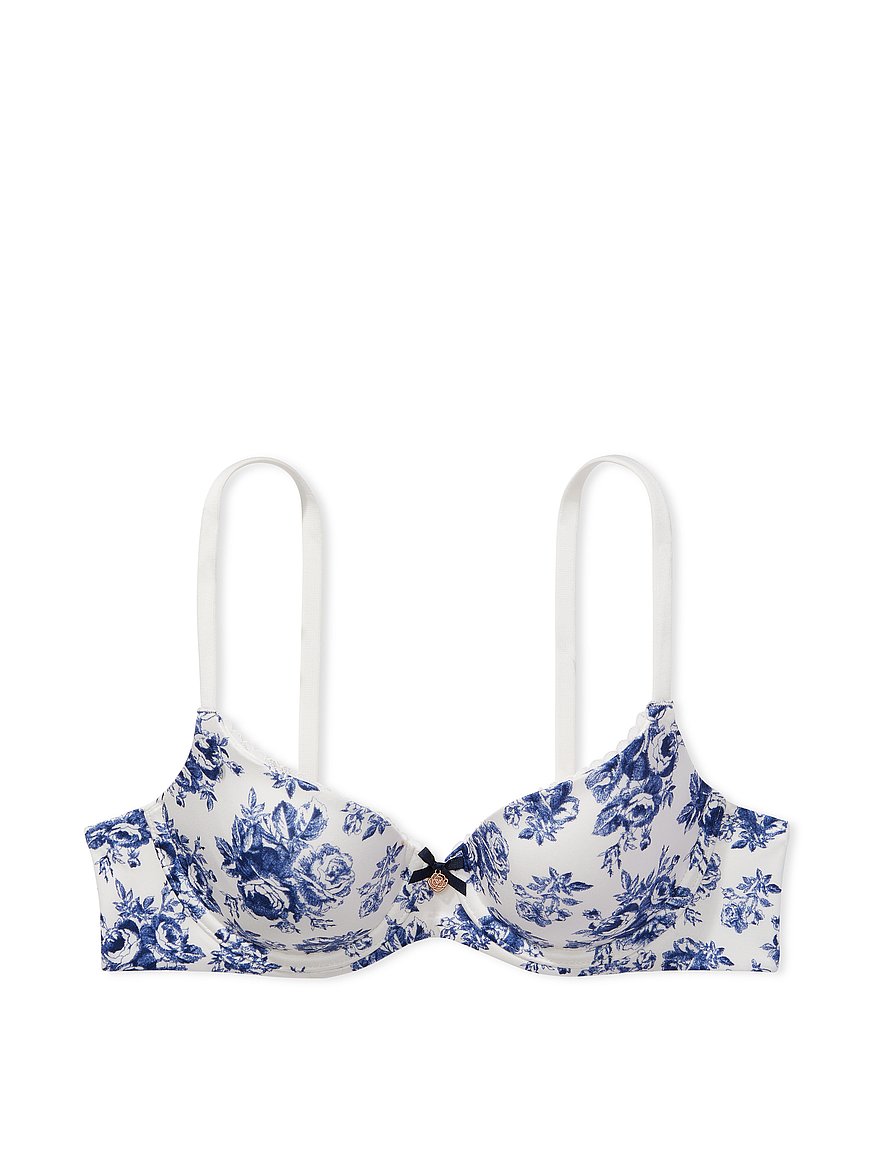 Demi-cup bikini top underwiring adjustable straps floral printed fabric  Multicoloured White, FRAGMENT