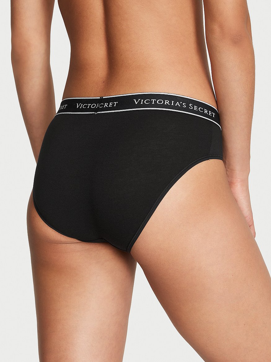 VICTORIA'S SECRET Logo Cotton Boxer Brief Black Pink Gray Logo Panty Undies  NEW