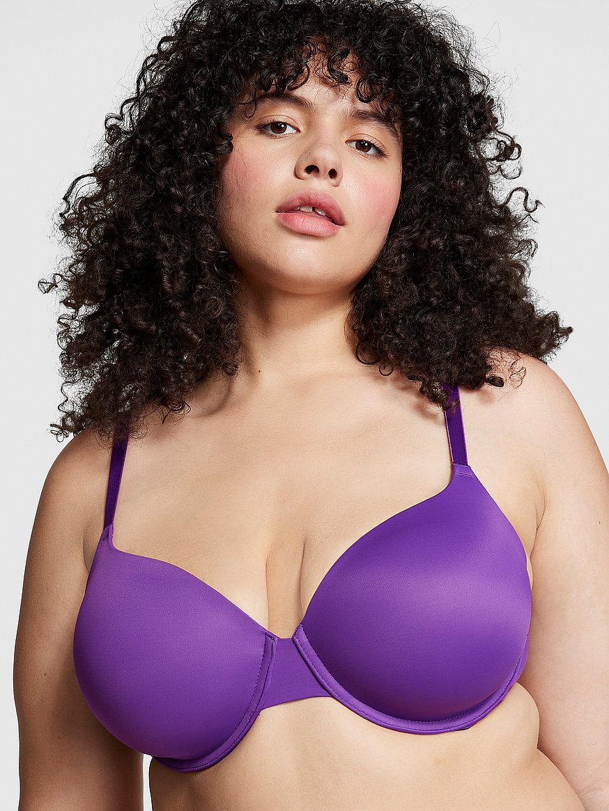 Bras for Women No Underwire Full Coverage Push-Up Seamless Bra Solid Purple  34C