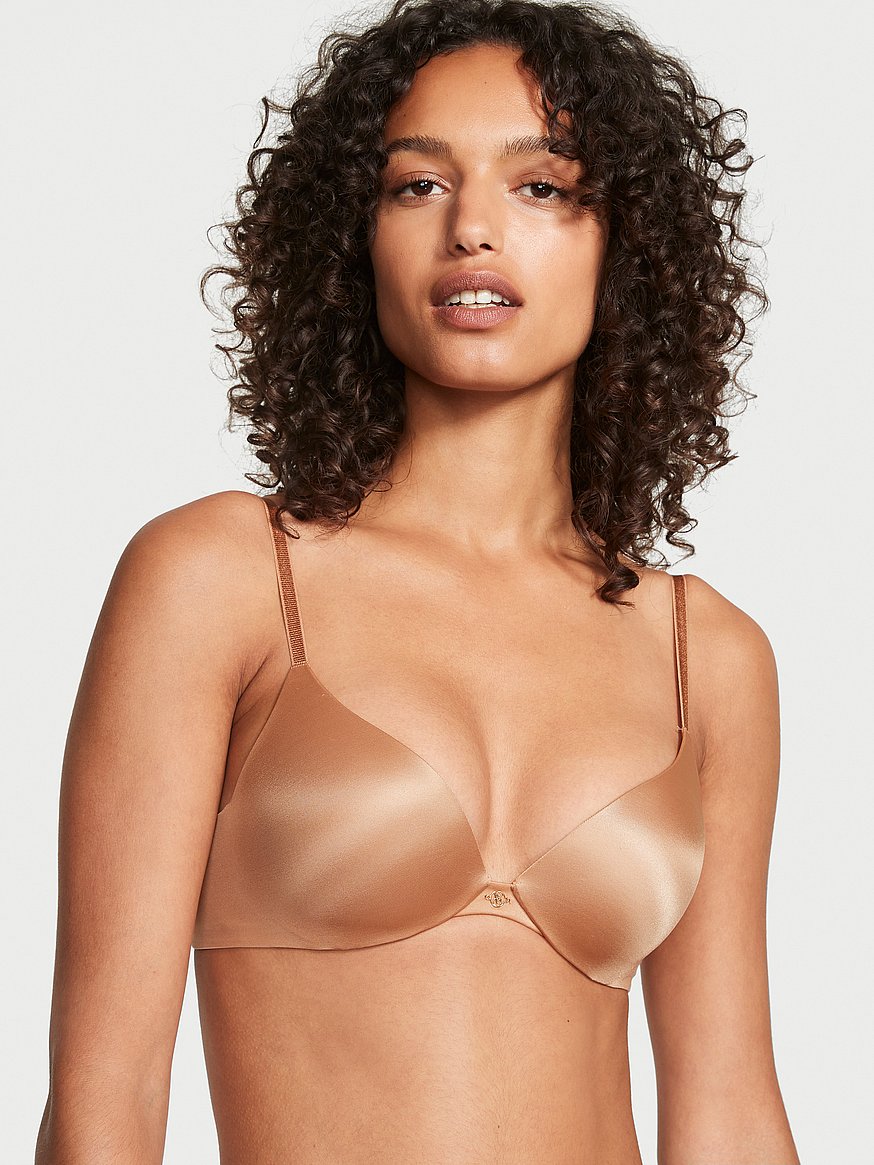 Victoria's Secret - Beautiful inside & out: the Very Sexy Lightly Lined Plunge  Bra, lined in pink satin