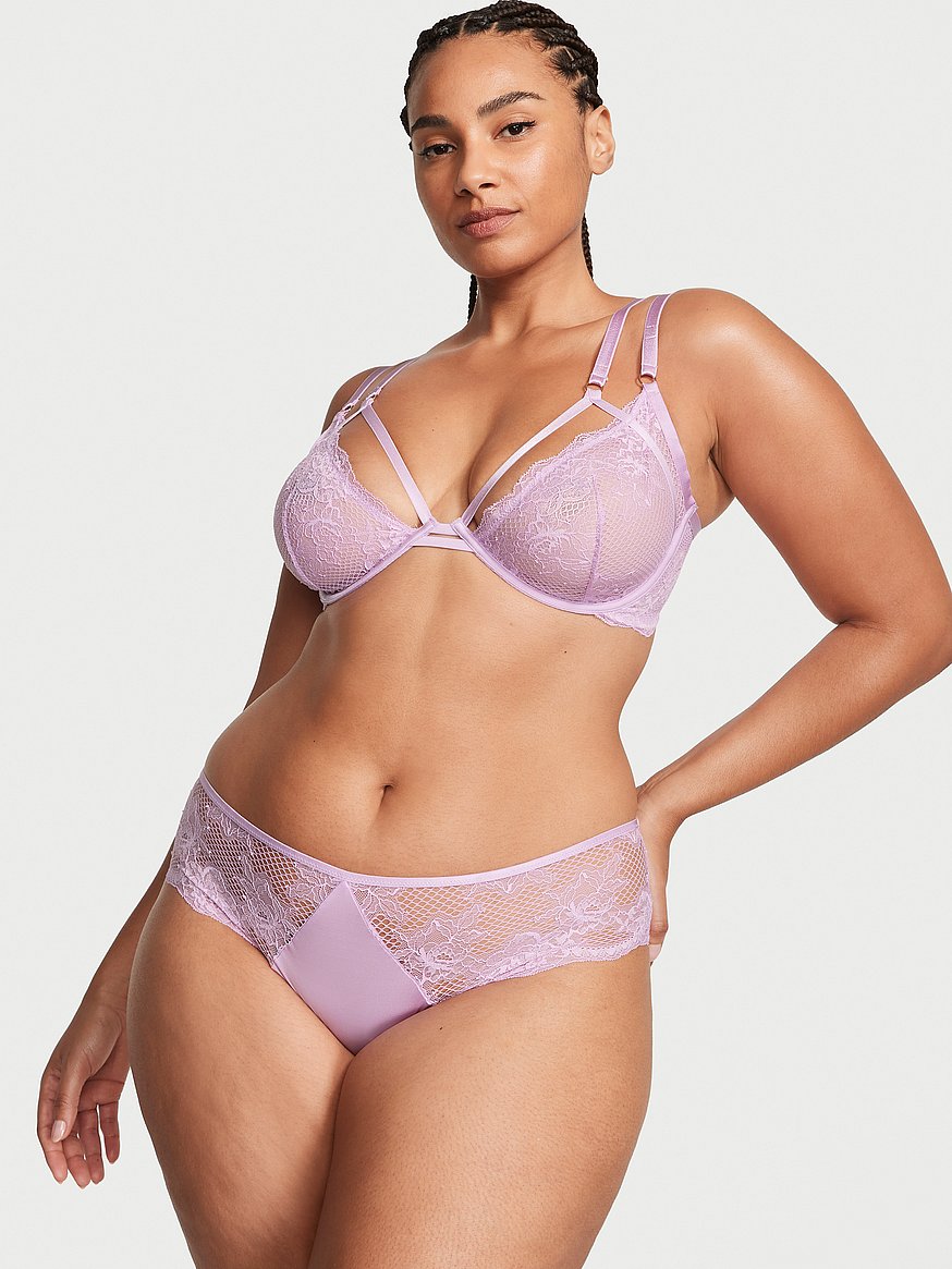 Buy Victoria's Secret Very Sexy Shine Strappy Unlined Lace Low-cut Bra -  Pink At 61% Off