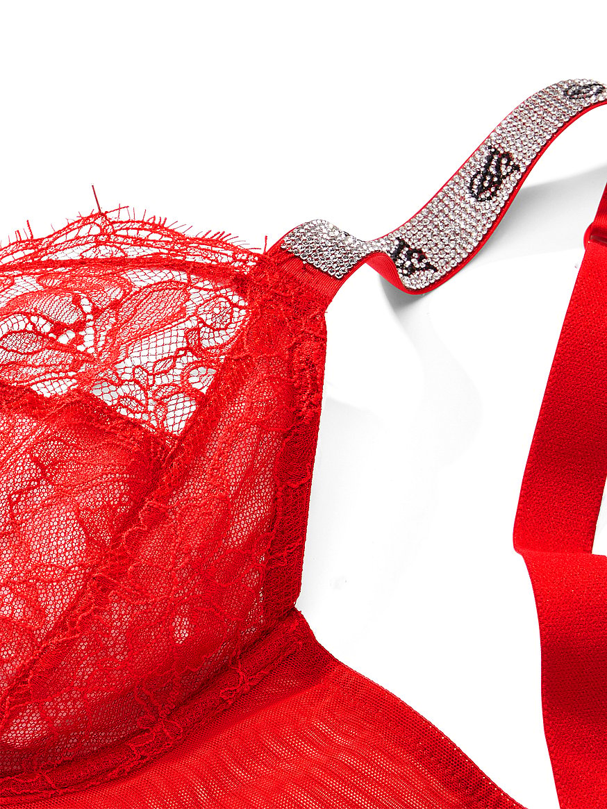 Buy Victoria's Secret Lipstick Red Unlined Lace Shine Strap Piece Full Cup  Demi Bra from Next Luxembourg