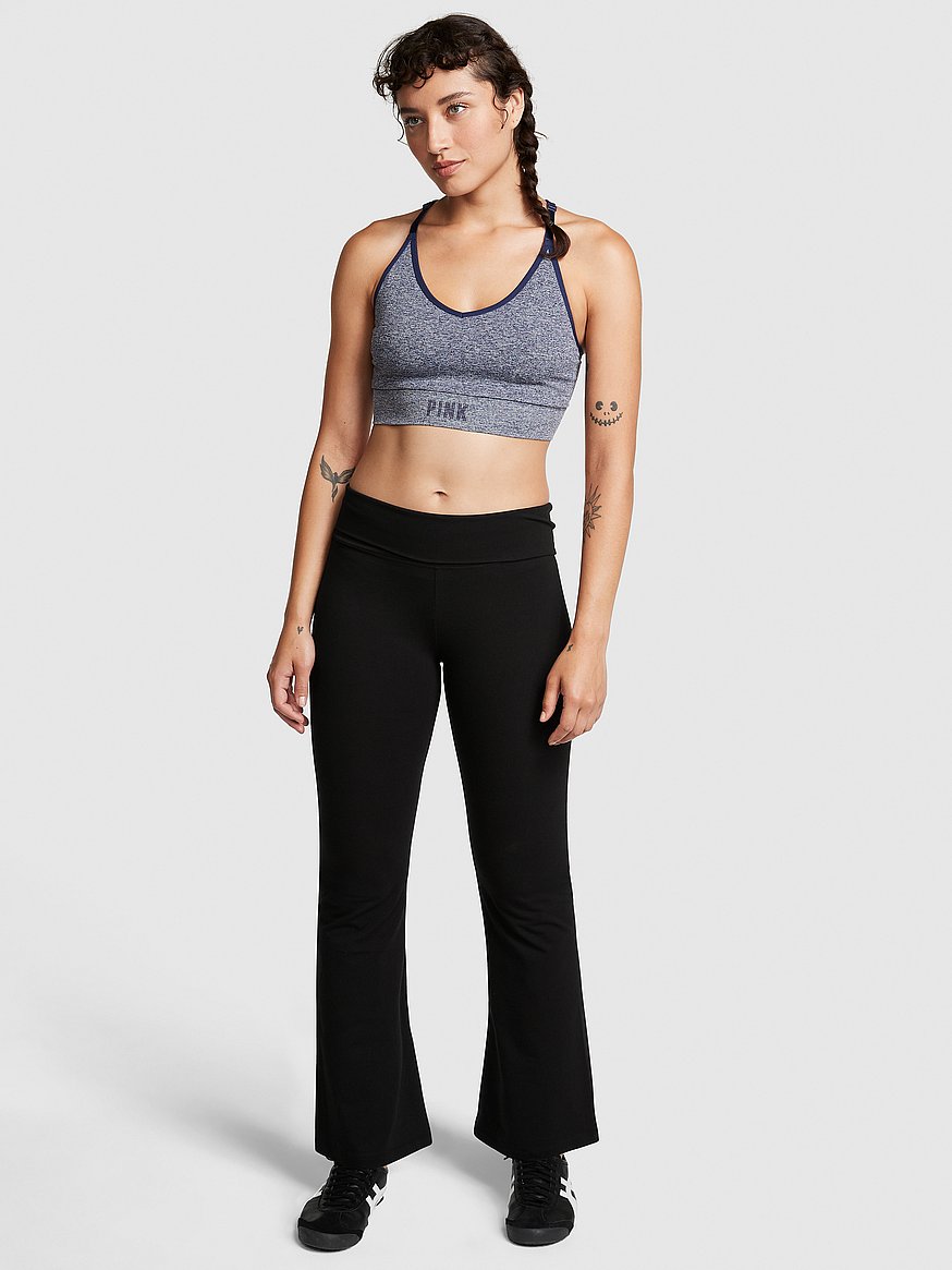 Custom Text Yoga Pants . Custom Black Fold Over Yoga Pants With