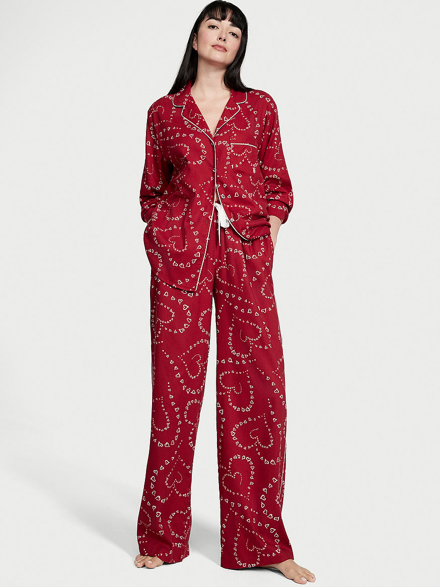 NEW Victoria Secret Red Plaid pajama PJ Set Pants XL Tall LONG FLANNEL  Cotton