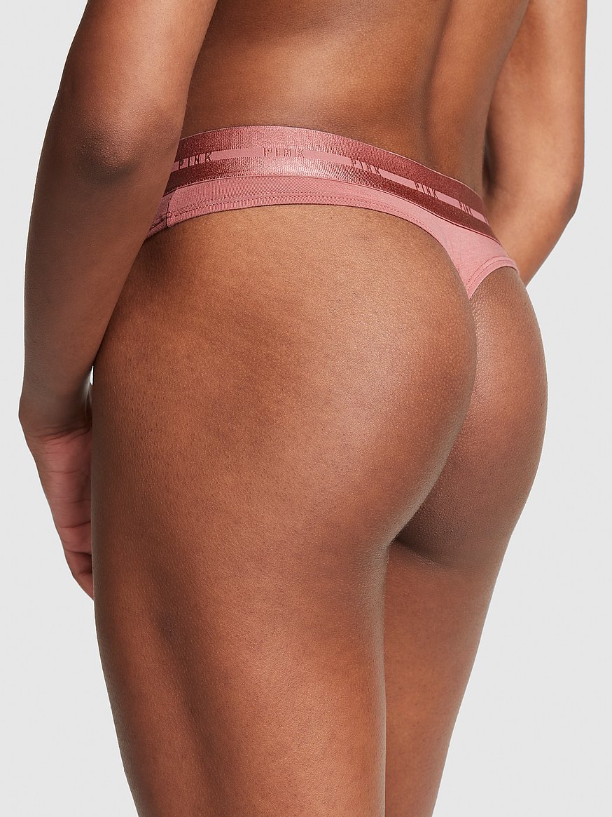Victoria's Secret PINK No-Show Thong Underwear Panties Melon Large
