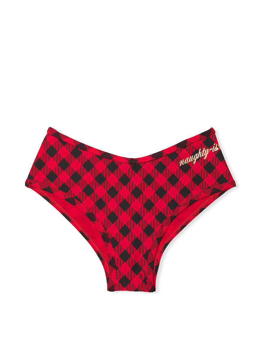 VICTORIA'S SECRET PINK Red Plaid No Show Cheekster Sexy Cheeky Panty M L XL  2XL