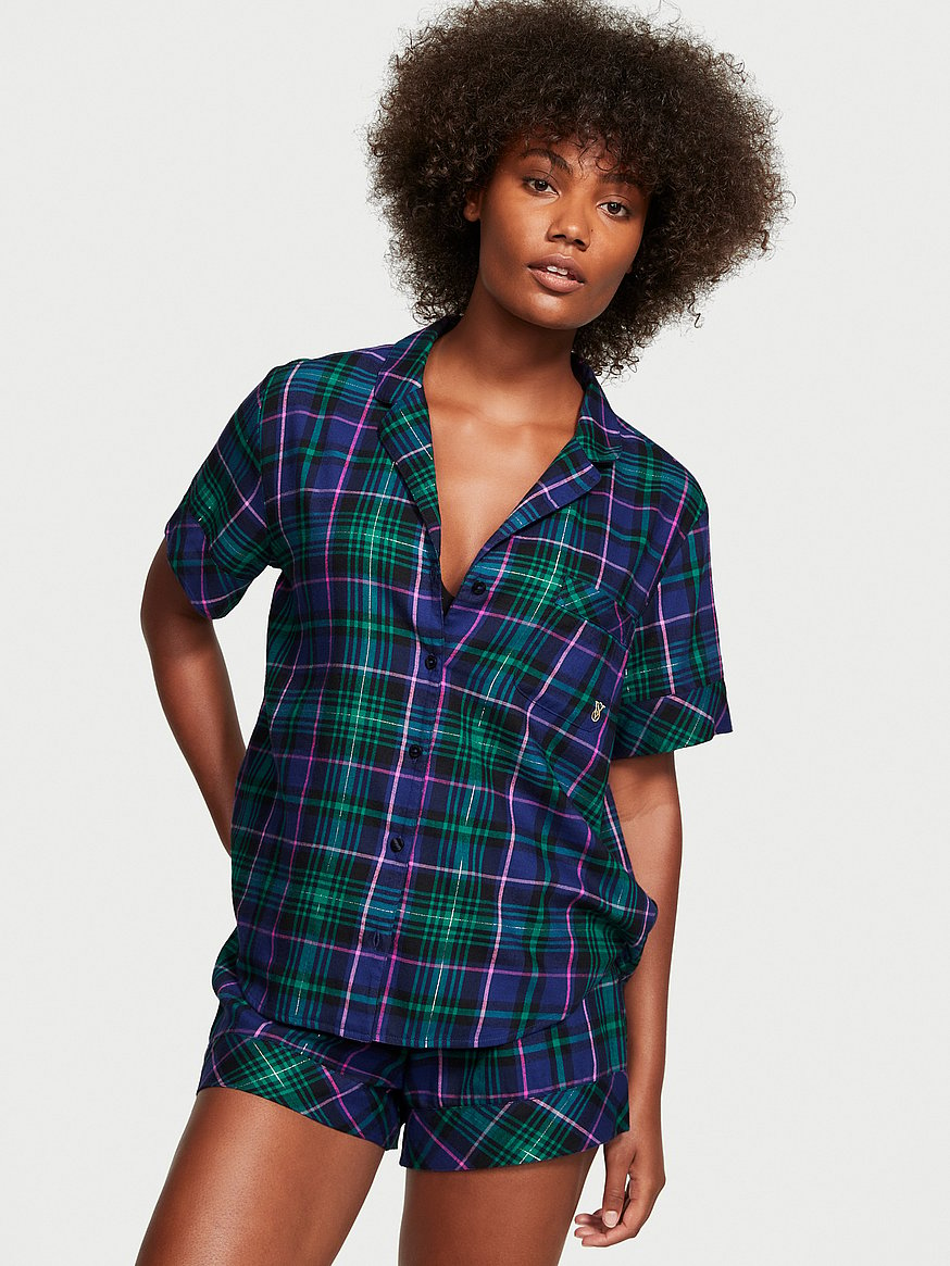 Matching Plaid Flannel Pajama Shorts -- 7.5-inch inseam