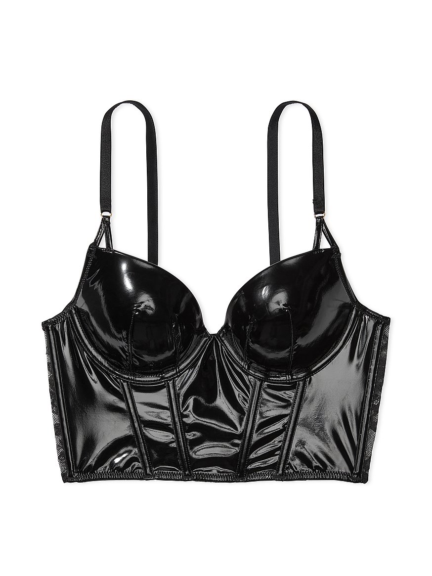 US Women Patent Leather Push Up Bra Tops Open Cup Half Cup