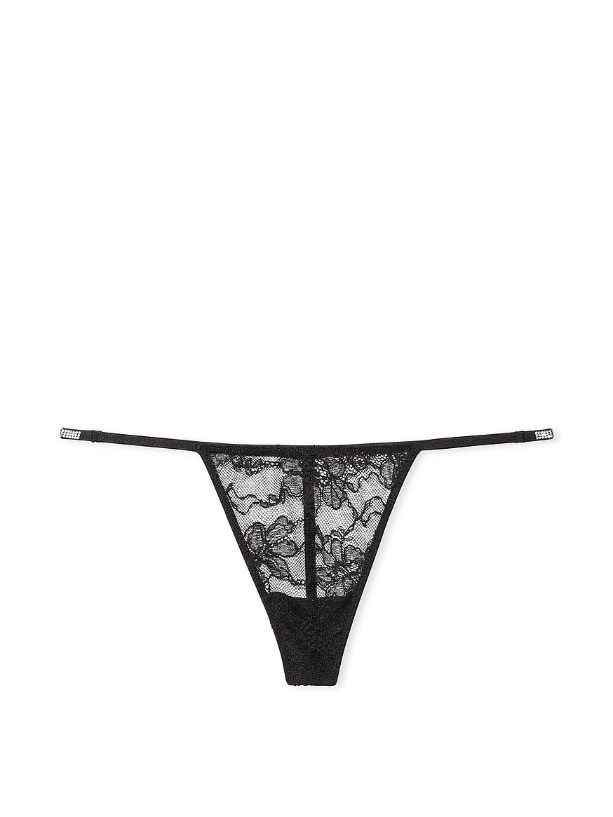 Dissymmetry Lace Sparkly Strap Panties Low Waist V String Thongs