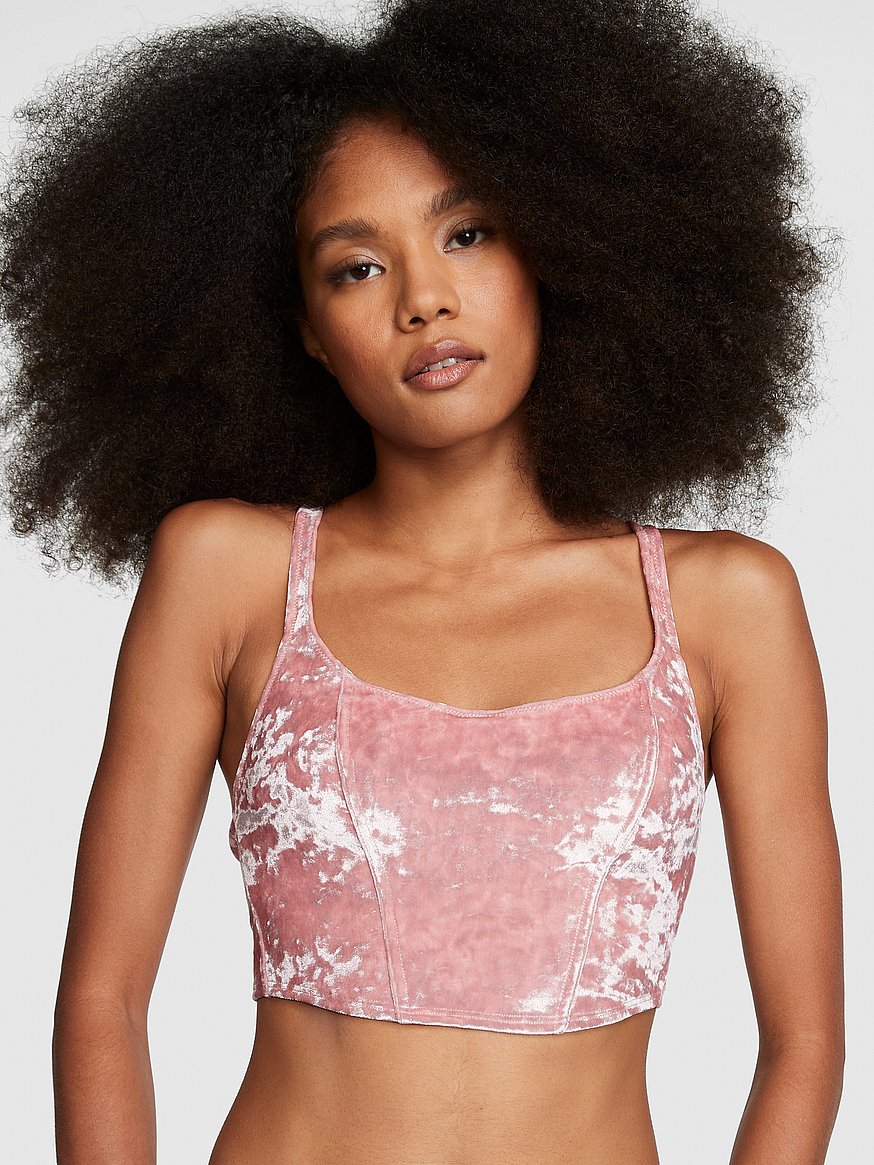 UO Crushed Velvet Cropped Tank Top