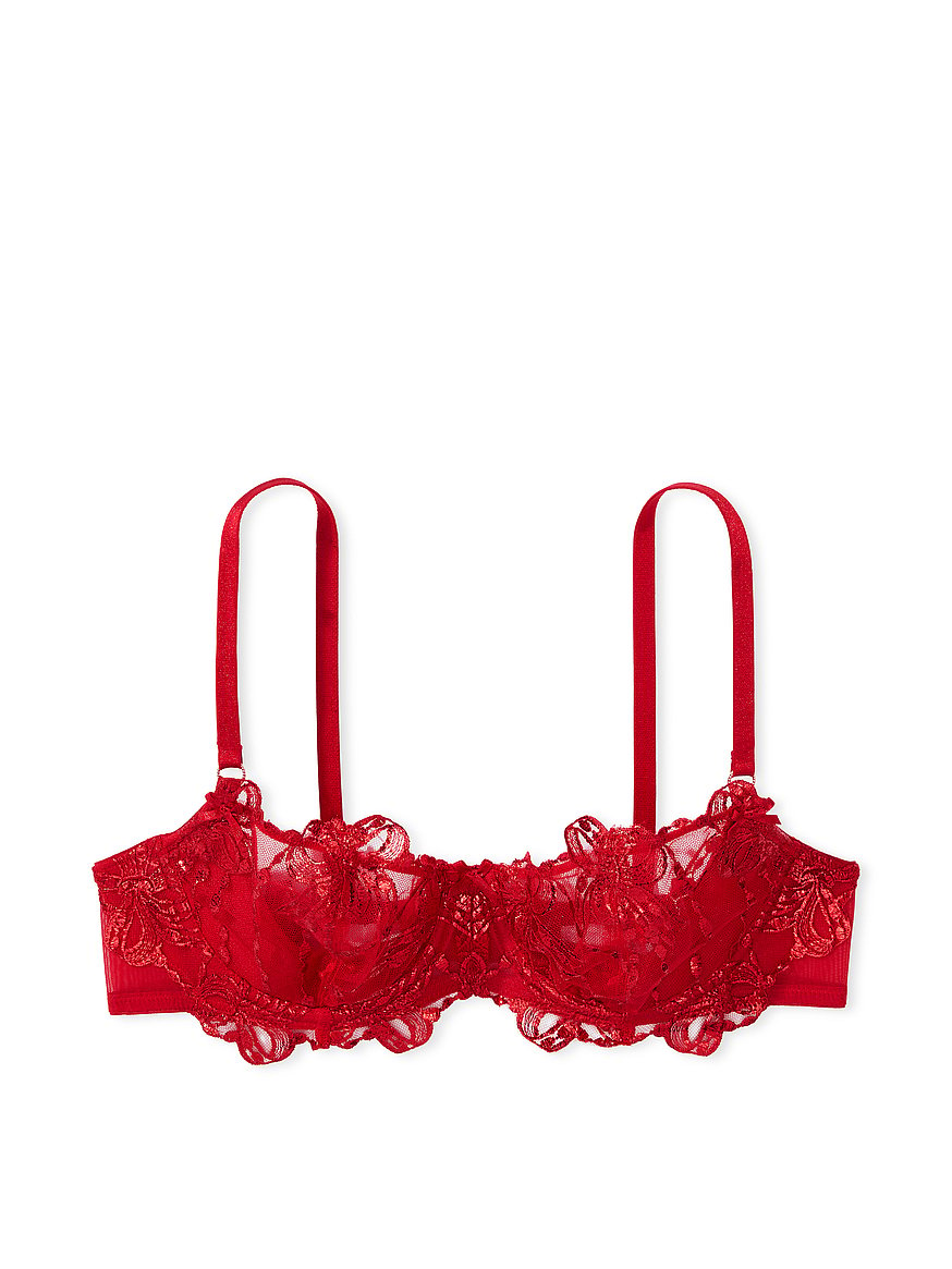 Victorias Secret Dream Angels Push-up without padding Bra Red Nude Mesh  Lace NWT