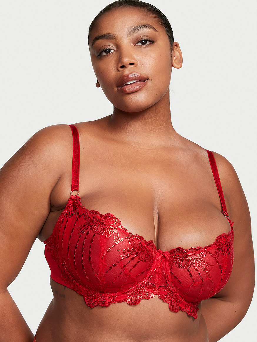 Out From Under Embroidered Mesh Balconette Bra