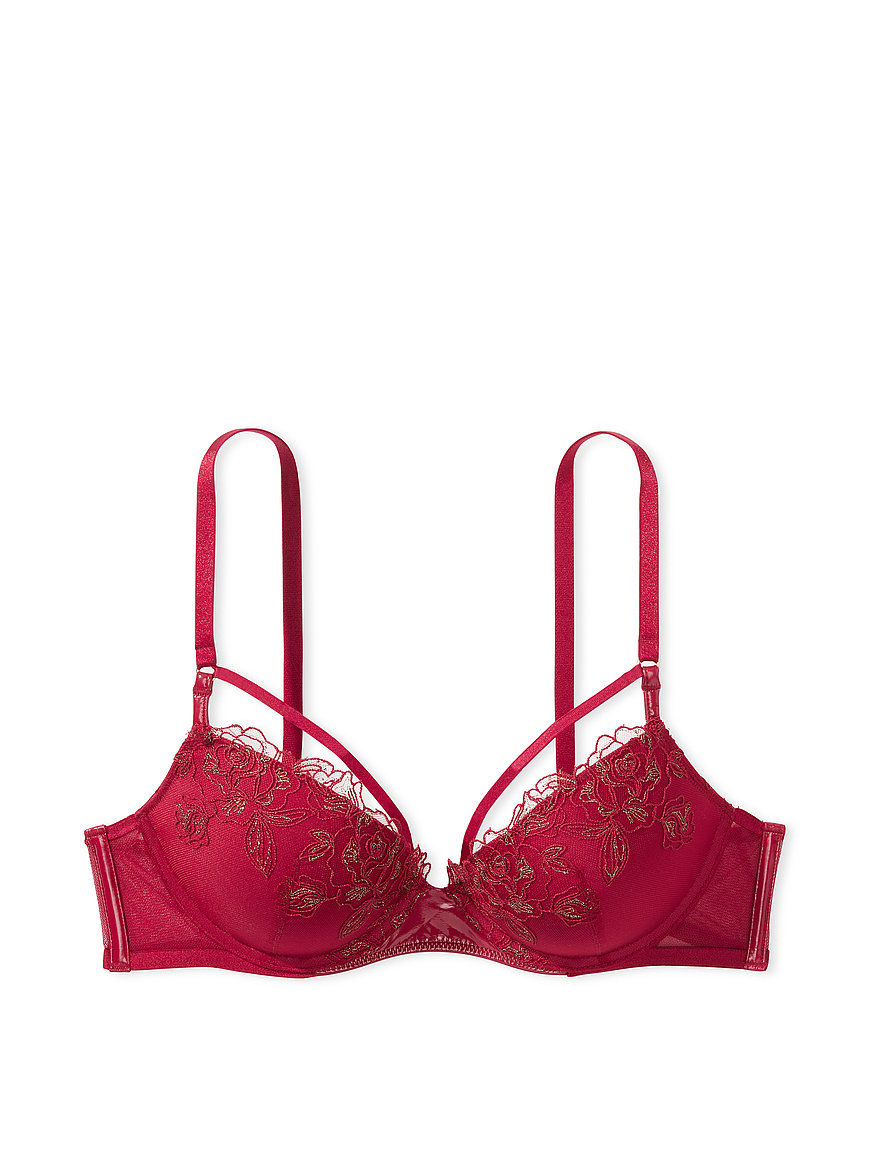 Victoria Secret Bra 32D Perfect Shape Push Up Red Lae Body by
