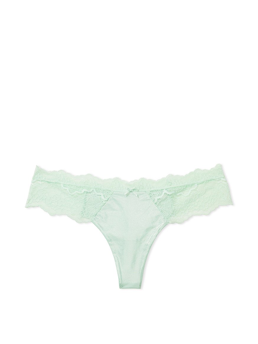 NEW Victoria Secret French Cut Satin Ruffle Thong Panties Panty Mauve Size  S
