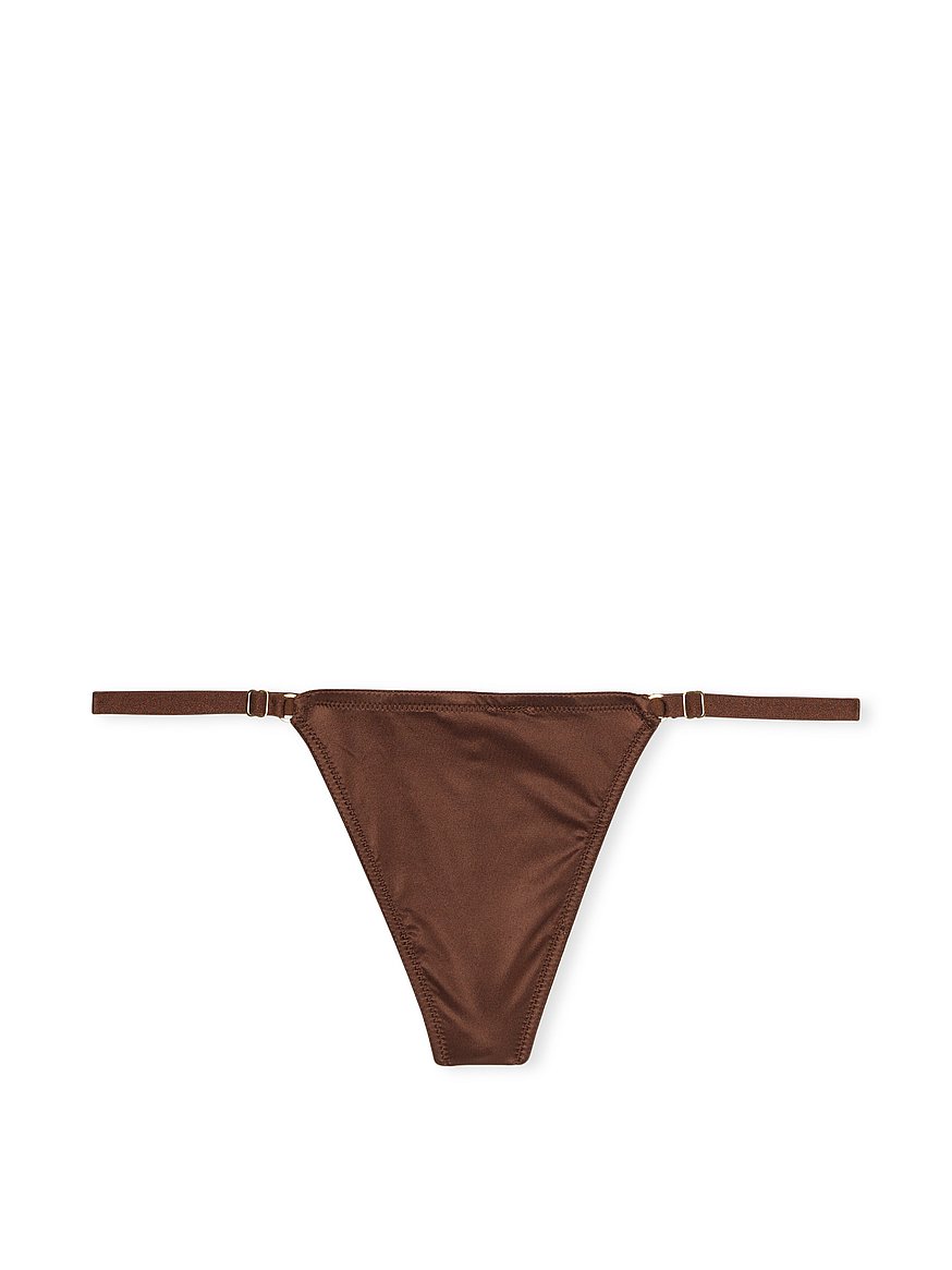 Victoria's Secret Luxe Lingerie HighWaist V-String Panty, 399345, Black, Med