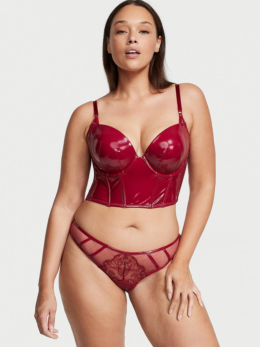 Red Leather Push Up Bra