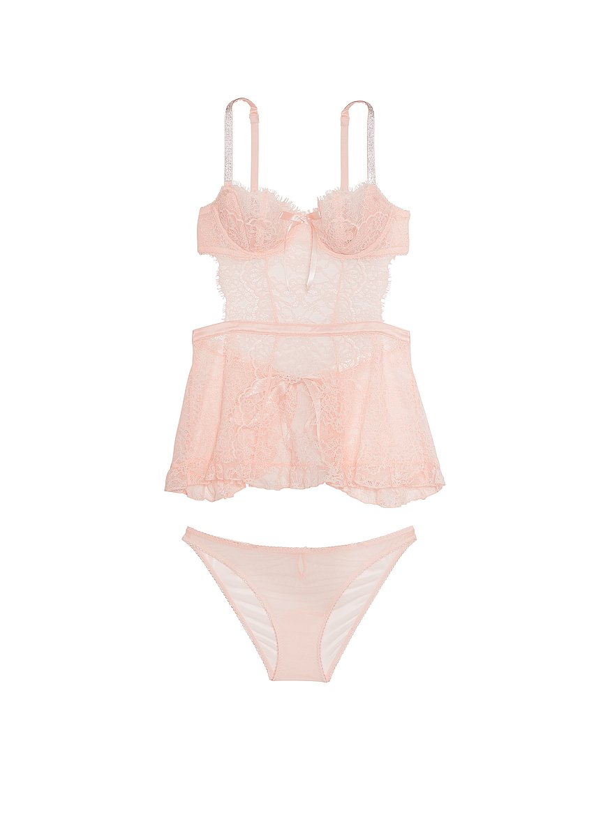 Victoria's Secret - Too pretty to hide—lace-accented tulle and mesh, subtle  sleeves and a decorative ribbon come together in this lingerie iteration of  the prairie top.  unlined-bra-top?ProductID